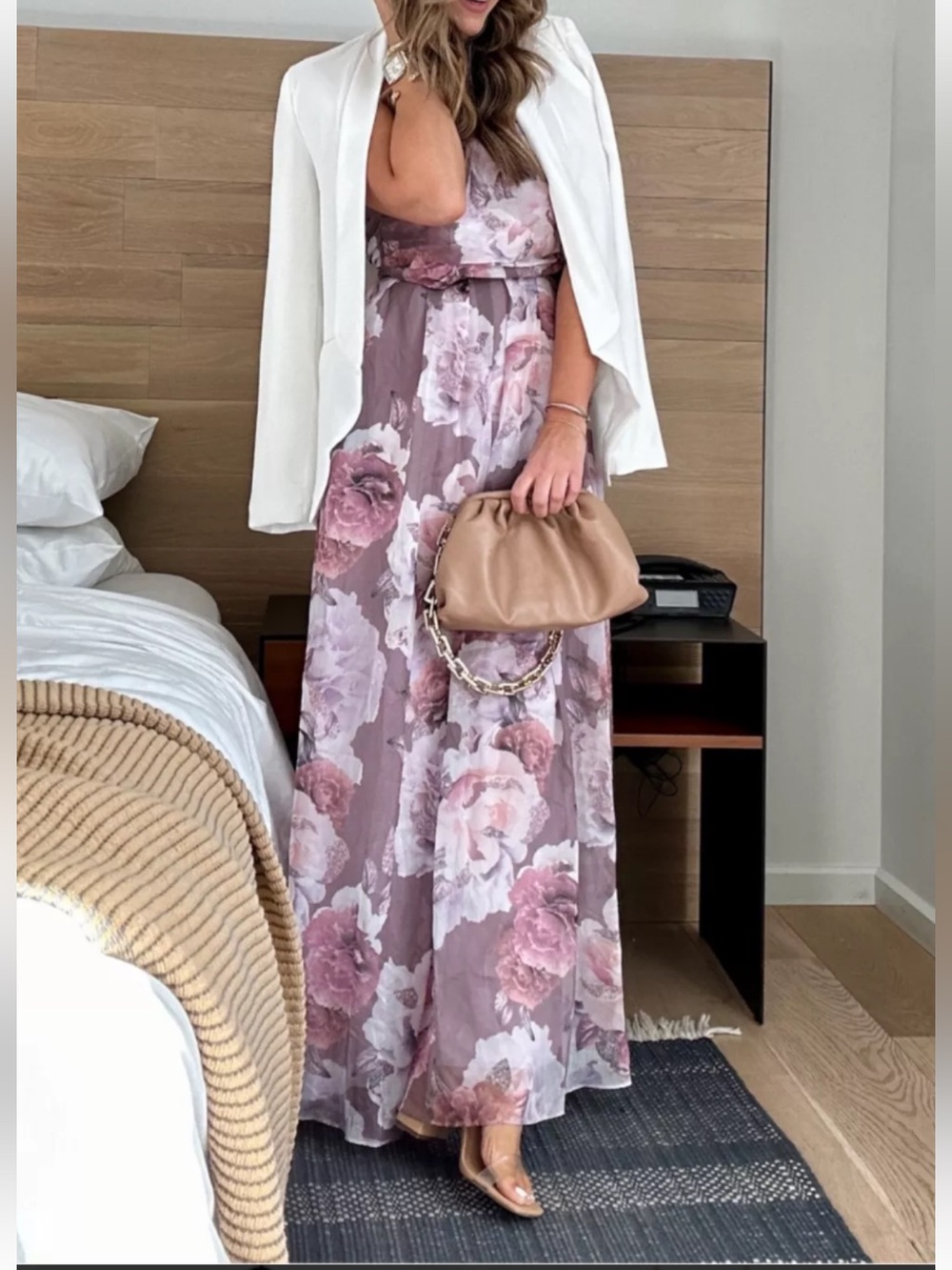 Olia Floral Pink Tie-Back Maxi Dress
